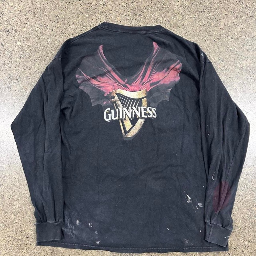 Vintage Guinness Beer Y2K Flame Long Sleeve Shirt (Size XL) Paint Splatter